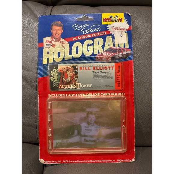 Wheels Racing Other - 1992 Wheels Racing Bill Elliott Platinum Edition Hologram Authenticket 044273